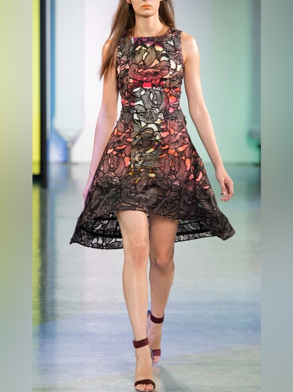 Peter Pilotto Spring 2014 Runway Dress | Floral Lace Fit & Flare Mini Size 6